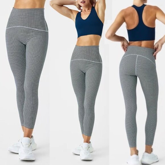SPANX Booty Boost Active Houndstooth Leggings Ankle Spanxshape Navy White S $118 - Picture 1 of 16